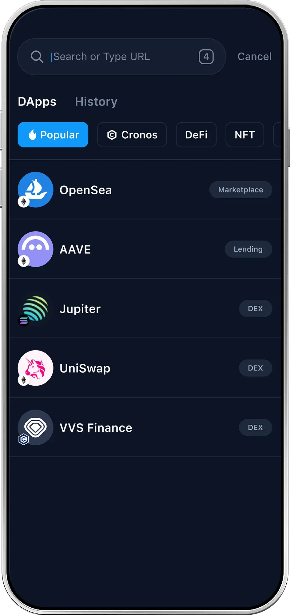 a phone showing trending dapps